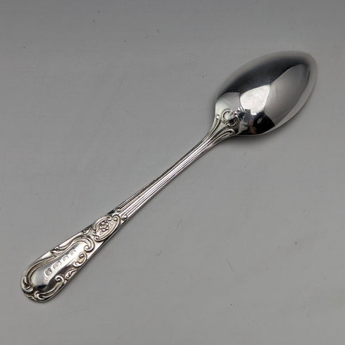 1905 British Antique Silver Plated 12 Tea Spoons & Sugar Tongs Set in Case